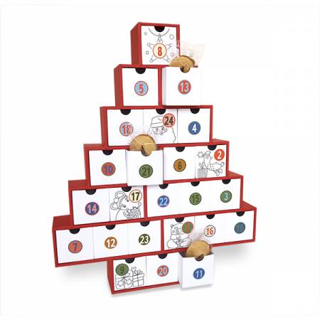 Sapin calendrier de l'avent contenant 24 fortune cookies